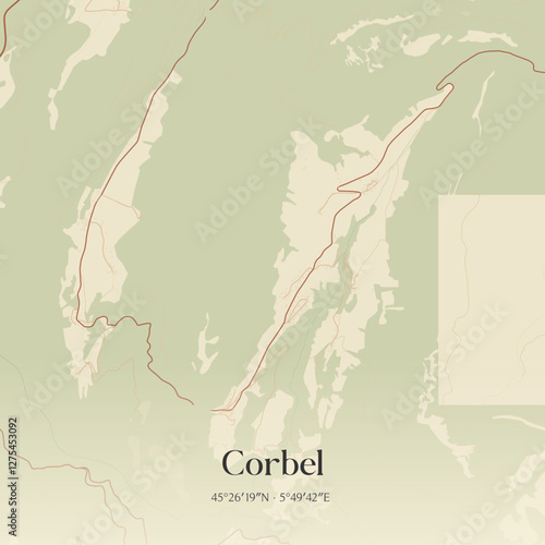 Vintage map of Corbel, France.