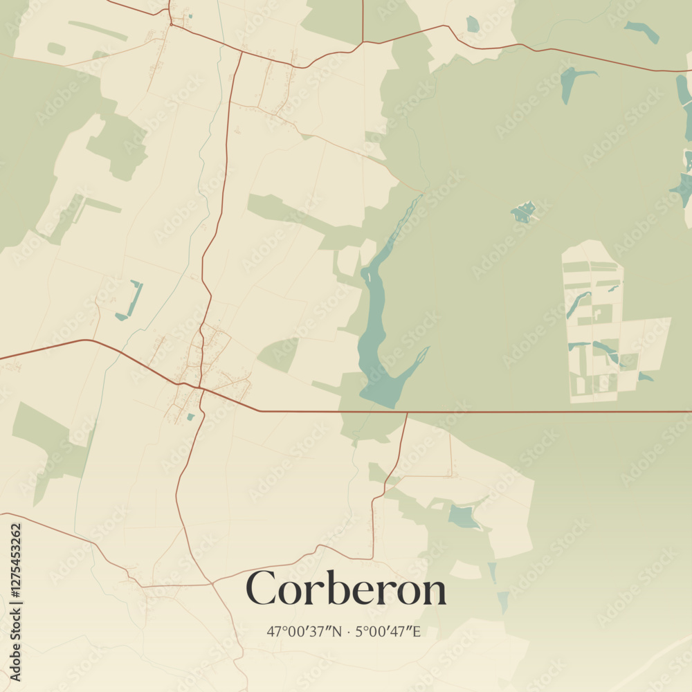 Obraz premium Vintage map of Corberon, France.