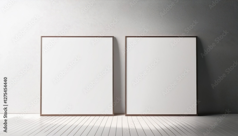 Minimalistic White Frame Mockup Against a Pure White Background, Showcasing the Elegance of Empty Canvas Posters Ready for Artistic Exploration Minimalistic White Frame Mockup Against a Pure White Background, Showcasing the Elegance of Empty Canvas Posters Ready for Artistic Exploration