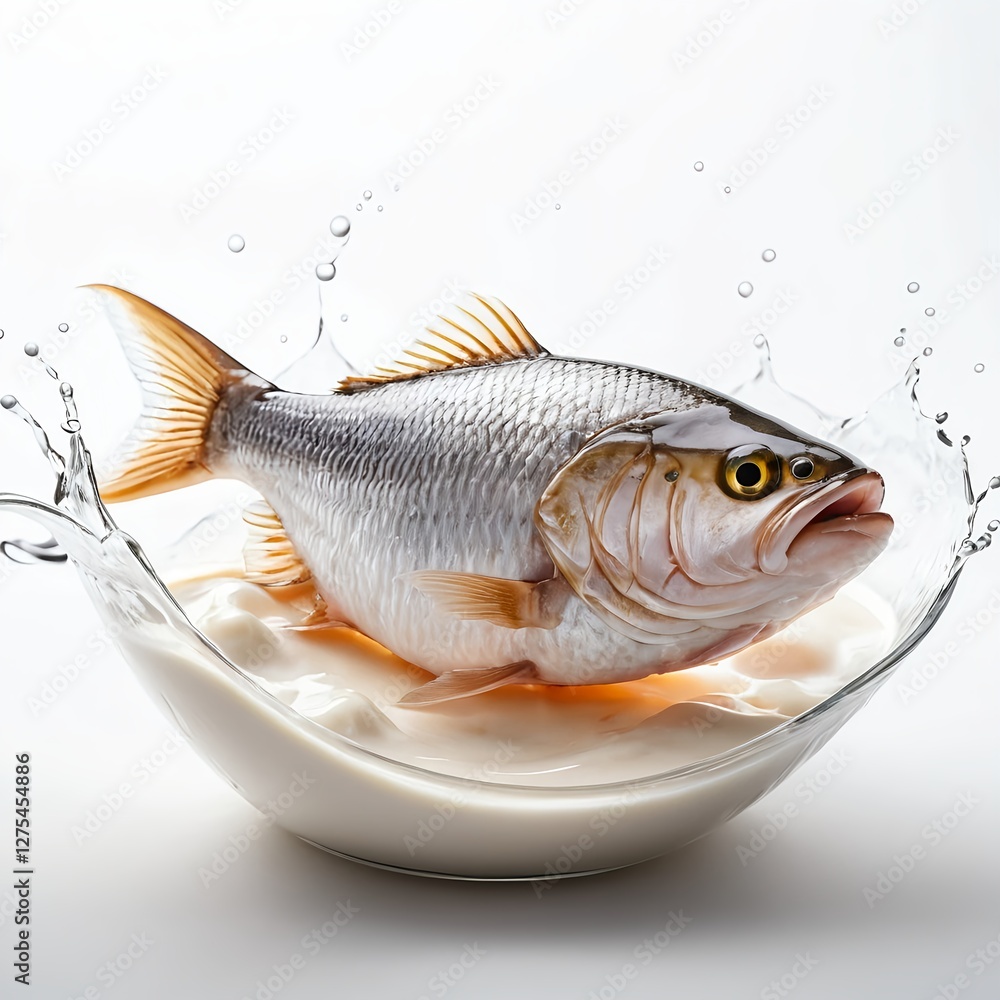 Fish Splashing into Milk Fish Splashing into Milk