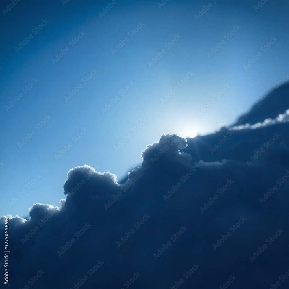 Tight close-up shot of a snow avalanche silhouetted against backlighting. Light source behind subject, detailed focus