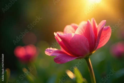 Morning sunbeam dances across dew-kissed petals, sunbeam, flowercloseup