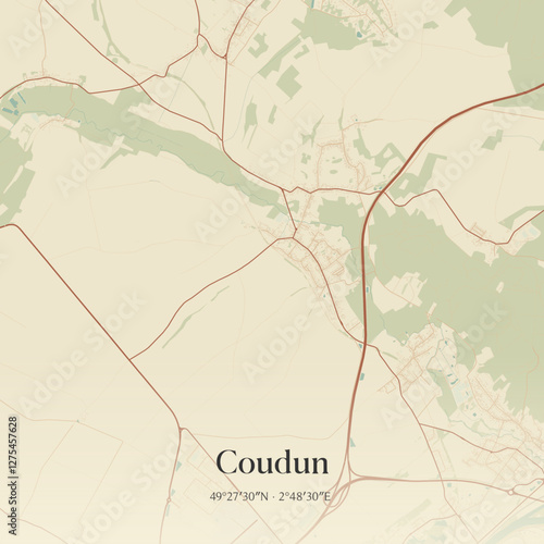 Vintage map of Coudun, France.