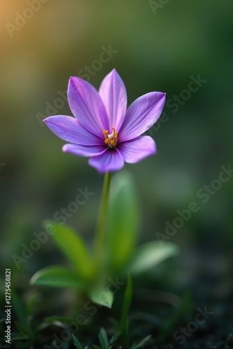 Single, solitary violet flower on a natural background, flowers, simple