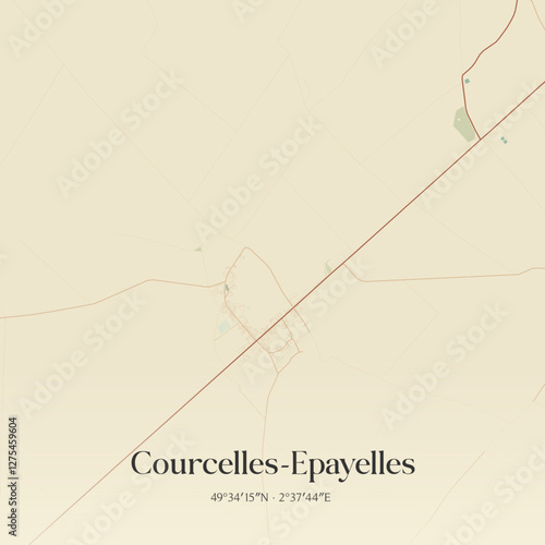 Vintage map of Courcelles-Epayelles, France.