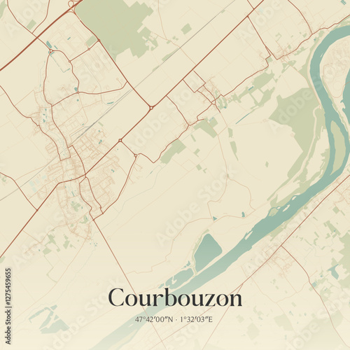 Vintage map of Courbouzon, France.