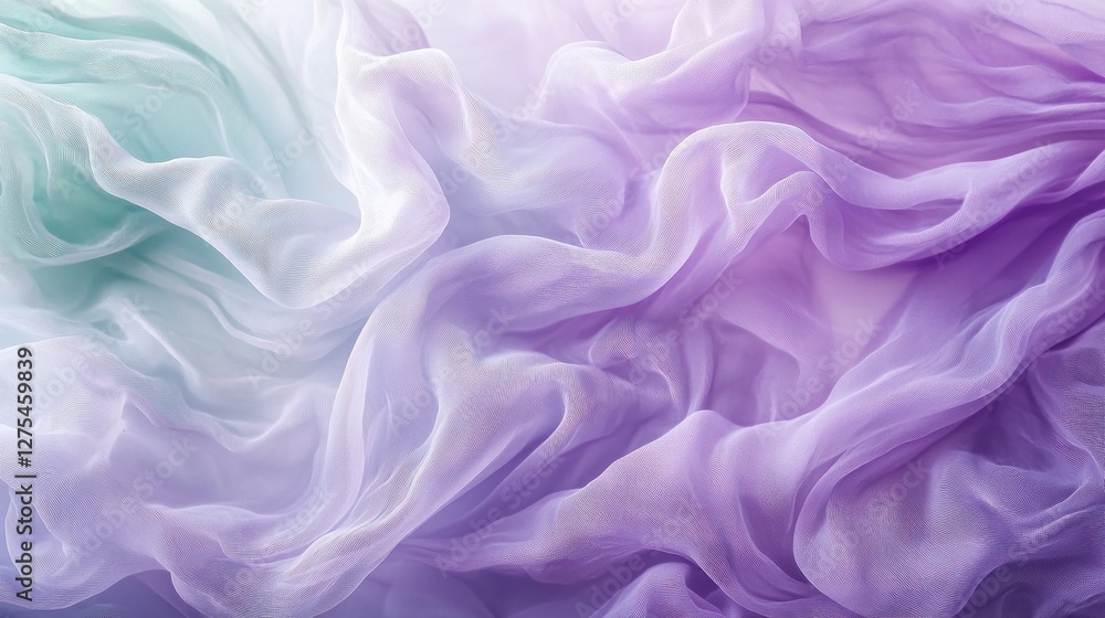 Fototapeta premium Elegant Draped Pastel Fabric: A Symphony of Lavender and Mint