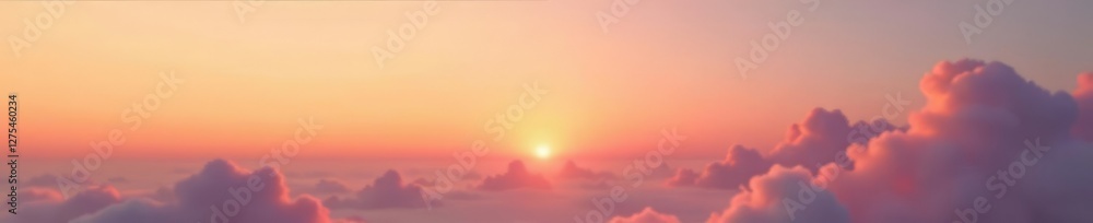 Fototapeta premium Softly fading orange hues across a serene sky with gentle clouds, serene, romantic