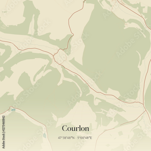 Vintage map of Courlon, France.