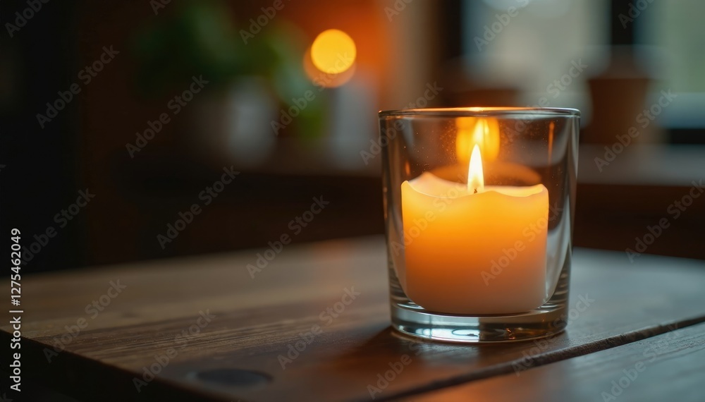 Glass container beside a softly burning flame, warmth, glass, wood