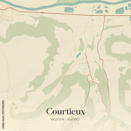 Vintage map of Courtieux, France.