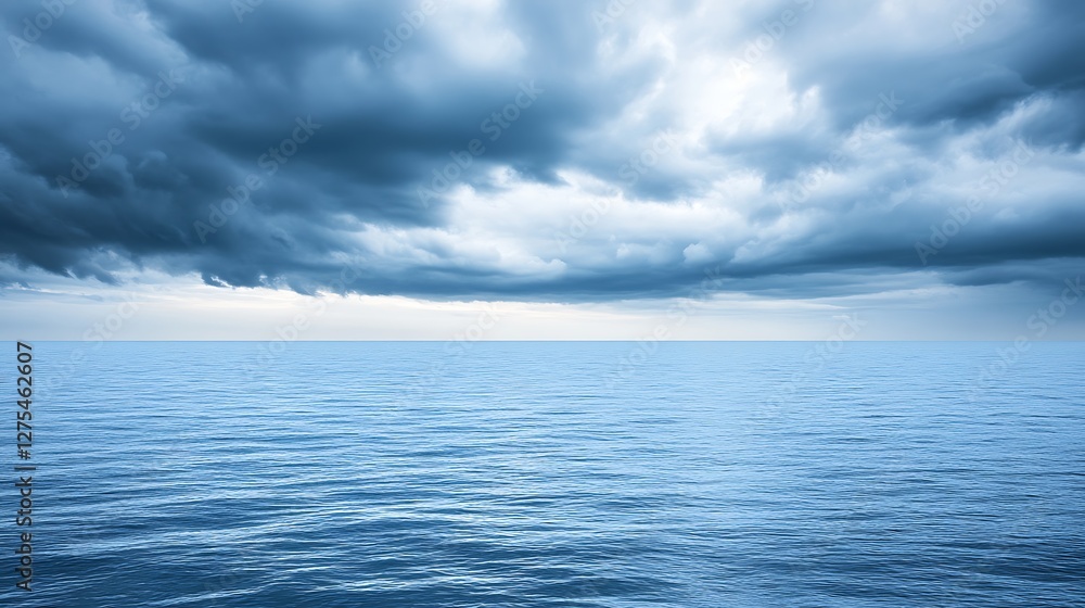 Obraz premium Dark Storm Clouds Over a Calm Ocean Surface