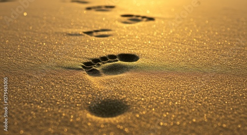 Footprints in Soft Golden Sand