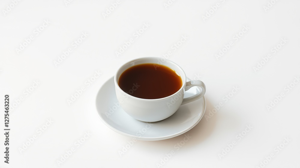 Minimalist Coffee Cup on Saucer - Warm & Bright Minimalist Coffee Cup on Saucer - Warm & Bright