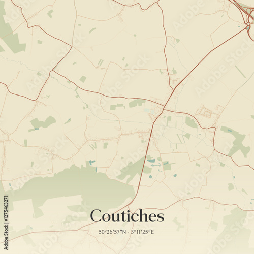 Vintage map of Coutiches, France.