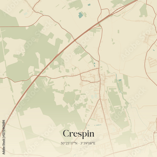 Vintage map of Crespin, France.