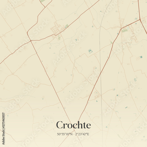 Vintage map of Crochte, France.