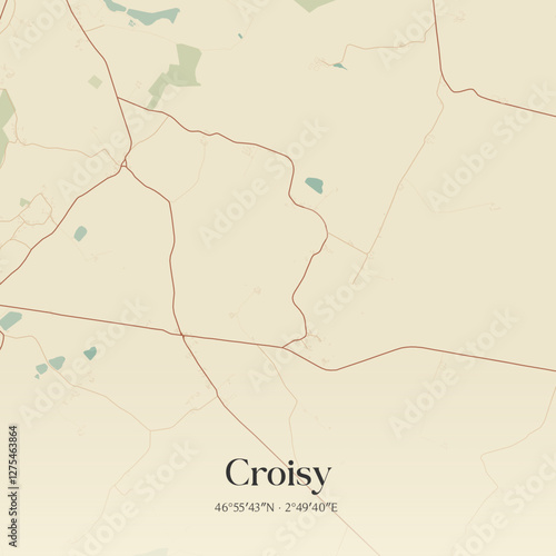 Vintage map of Croisy, France.