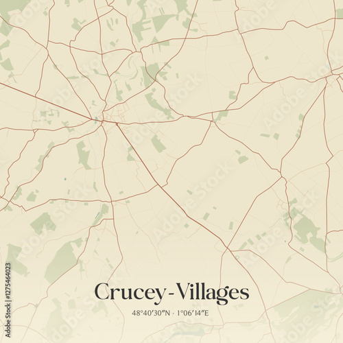 Vintage map of Crucey-Villages, France.