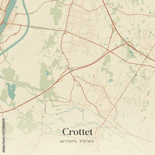 Vintage map of Crottet, France.
