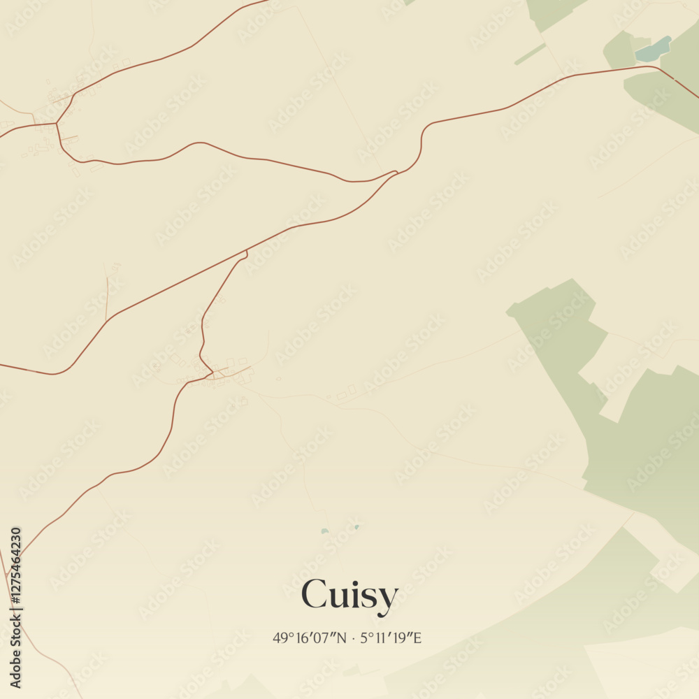 Obraz premium Vintage map of Cuisy, France.