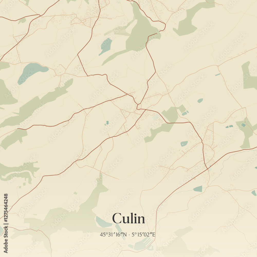 Obraz premium Vintage map of Culin, France.