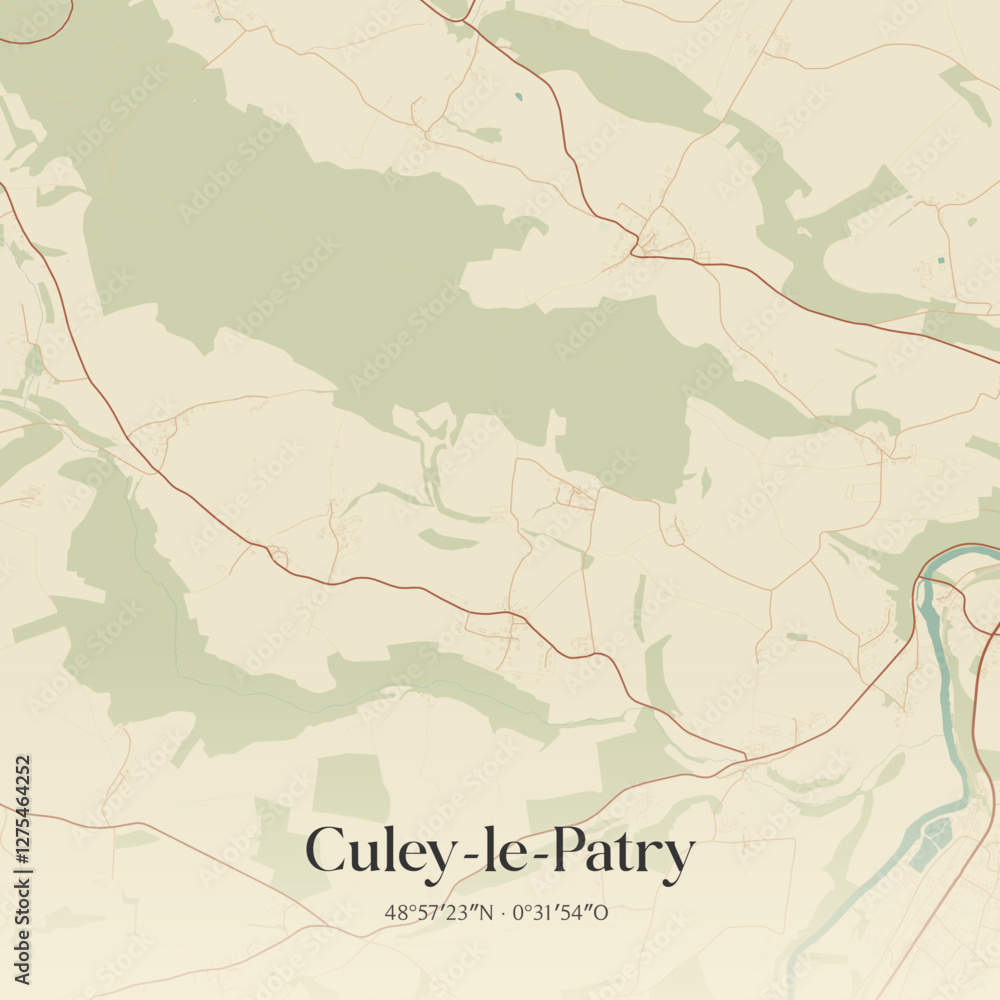 Fototapeta premium Vintage map of Culey-le-Patry, France.