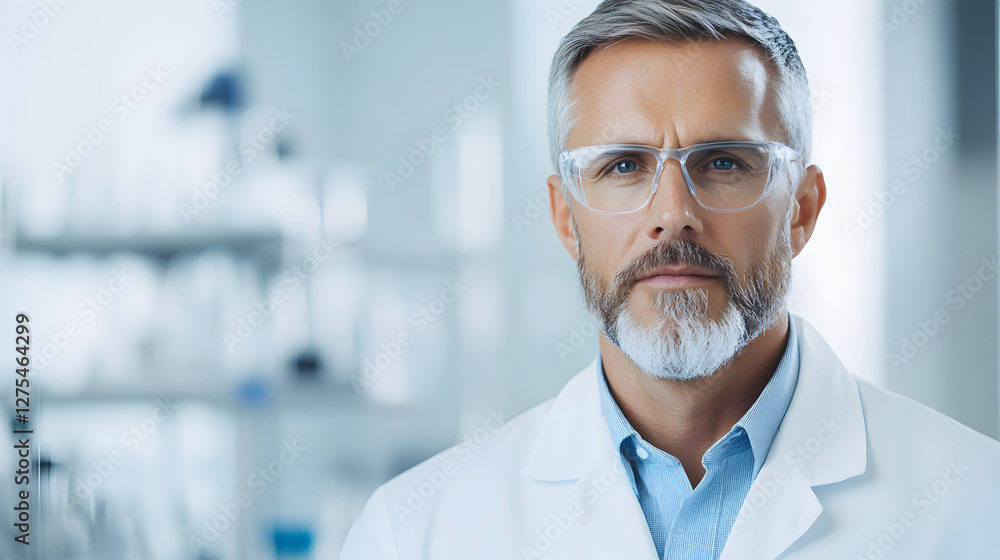Male Scientist in Lab Coat with Focused Expression, Head and Shoulders Close-up, Working in a Laboratory
Male Scientist in Lab Coat with Focused Expression, Head and Shoulders Close-up, Working in a Laboratory