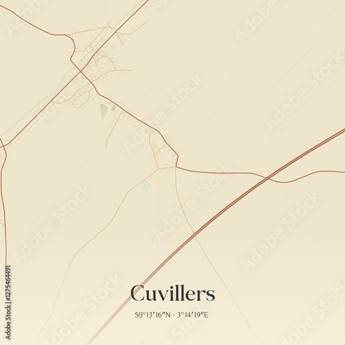 Vintage map of Cuvillers, France.