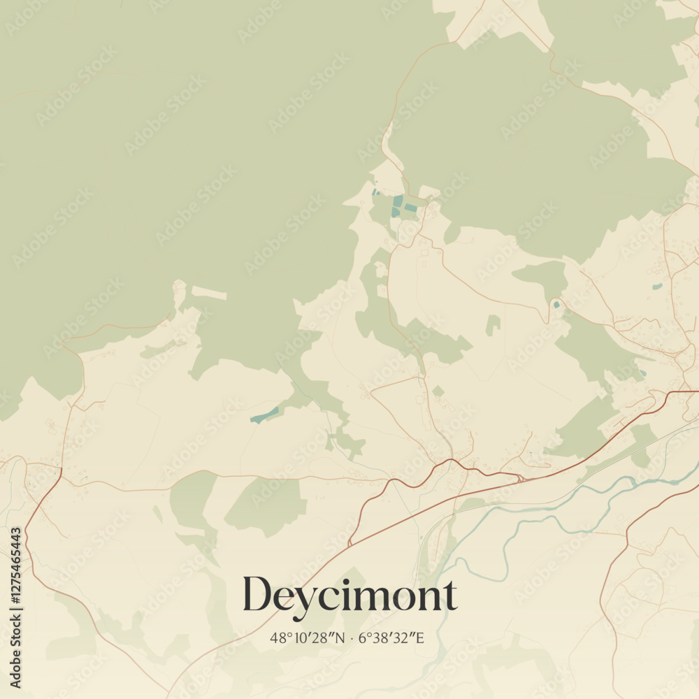 Obraz premium Vintage map of Deycimont, France.