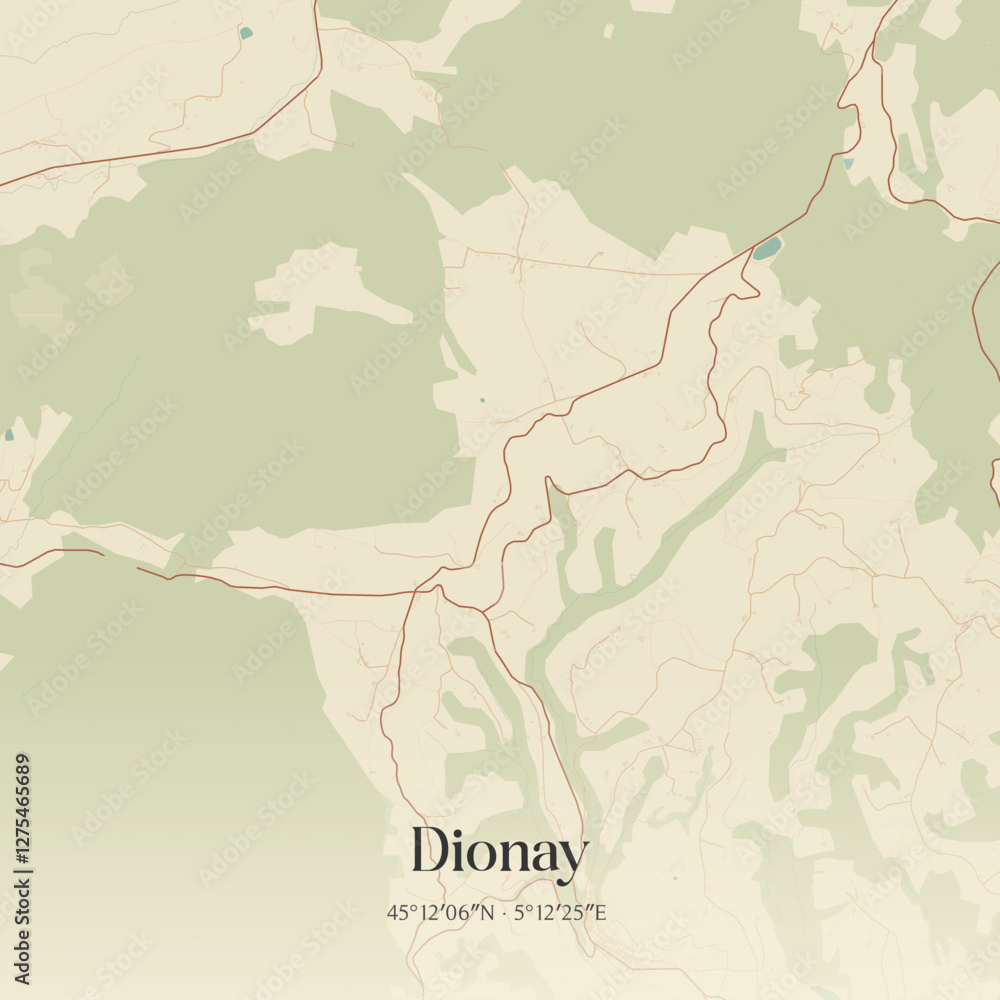 Obraz premium Vintage map of Dionay, France.