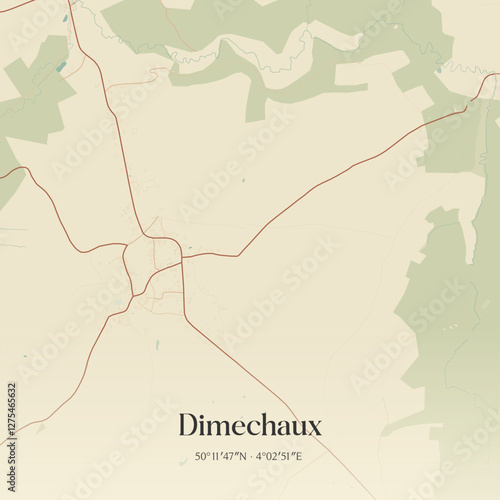 Vintage map of Dimechaux, France.