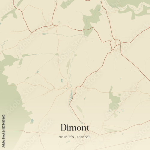 Vintage map of Dimont, France.