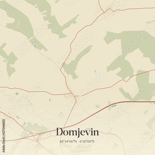 Vintage map of Domjevin, France.