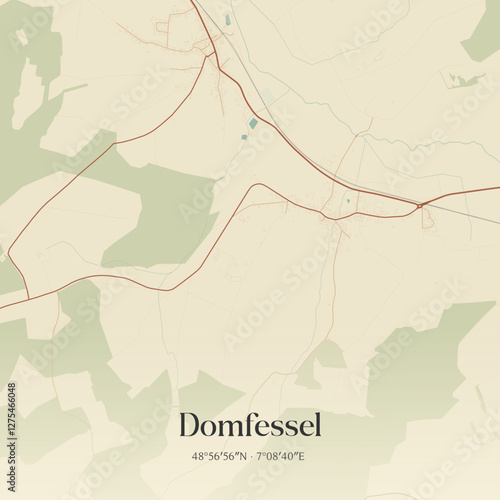 Vintage map of Domfessel, France.