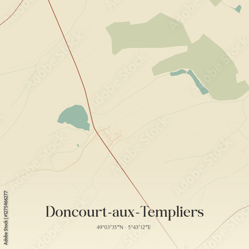 Vintage map of Doncourt-aux-Templiers, France.