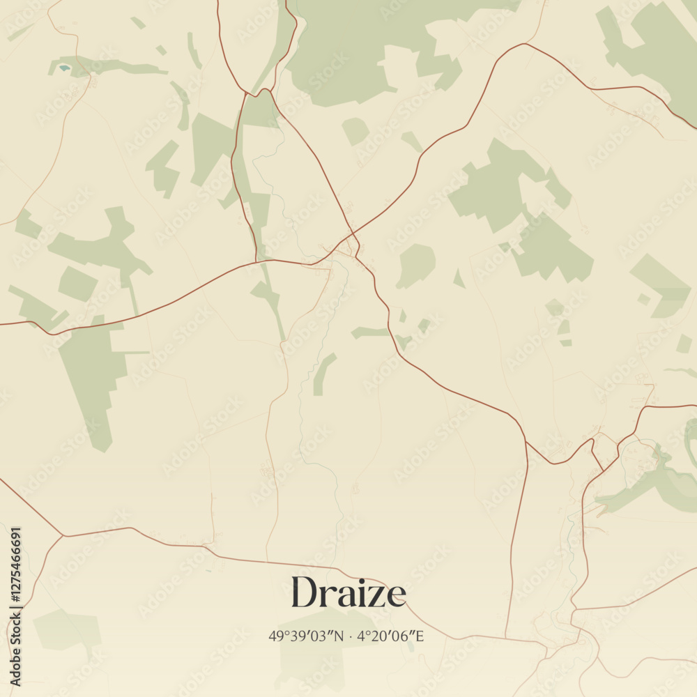 Obraz premium Vintage map of Draize, France.