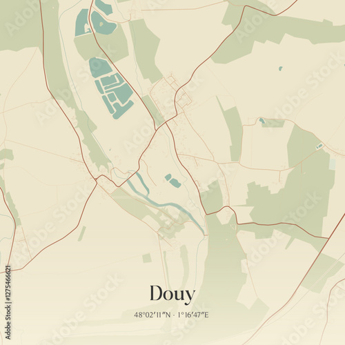 Vintage map of Douy, France.