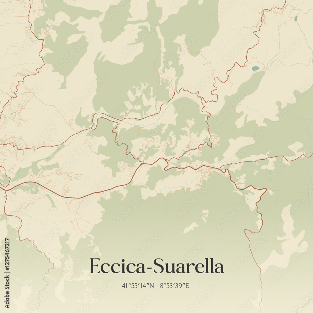 Obraz premium Vintage map of Eccica-Suarella, France.