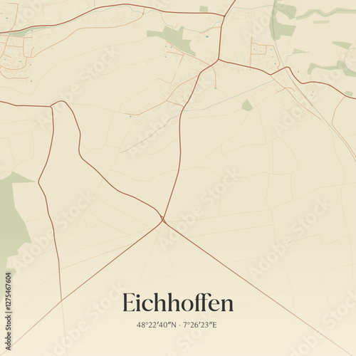 Vintage map of Eichhoffen, France.