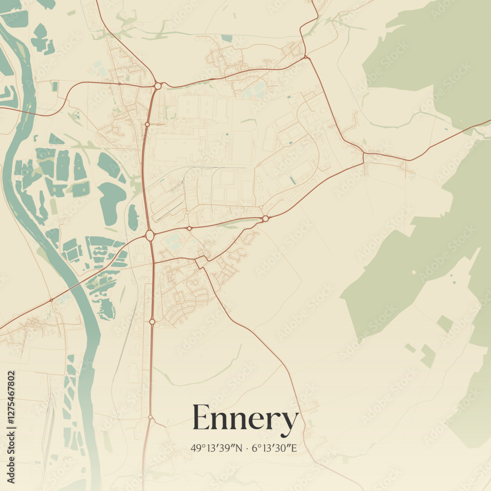 Obraz premium Vintage map of Ennery, France.
