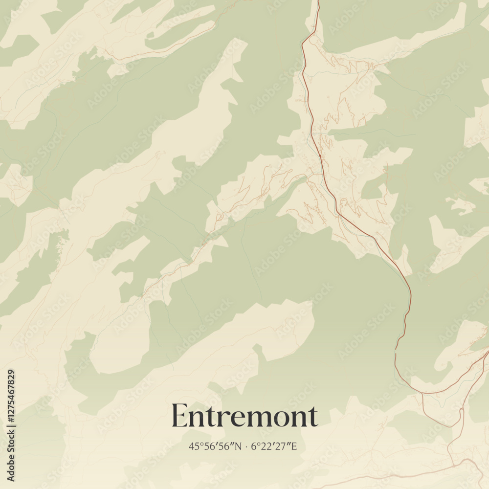 Obraz premium Vintage map of Entremont, France.