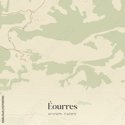 Vintage map of Éourres, France.