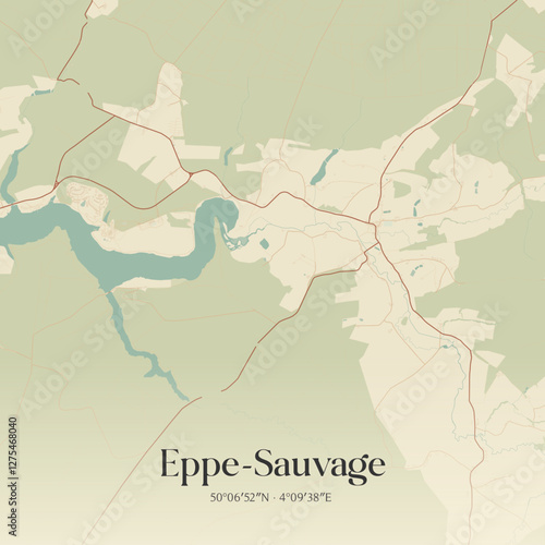 Vintage map of Eppe-Sauvage, France.