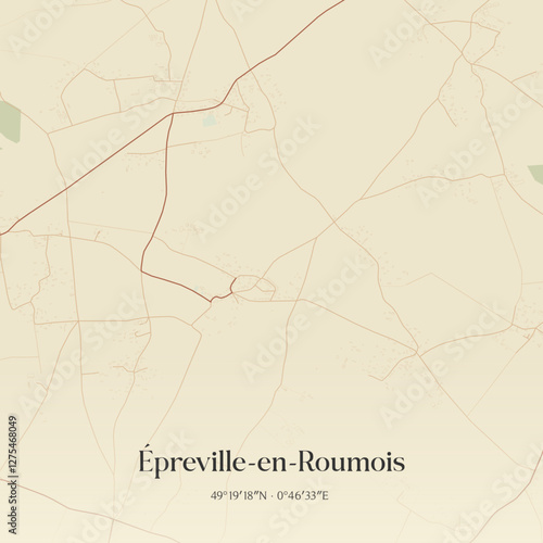 Vintage map of Épreville-en-Roumois, France.