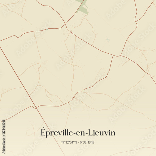 Vintage map of Épreville-en-Lieuvin, France.
