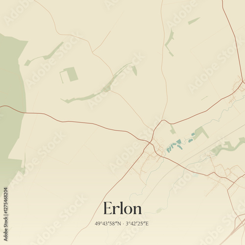 Vintage map of Erlon, France.