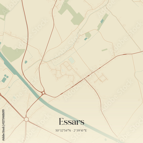 Vintage map of Essars, France.