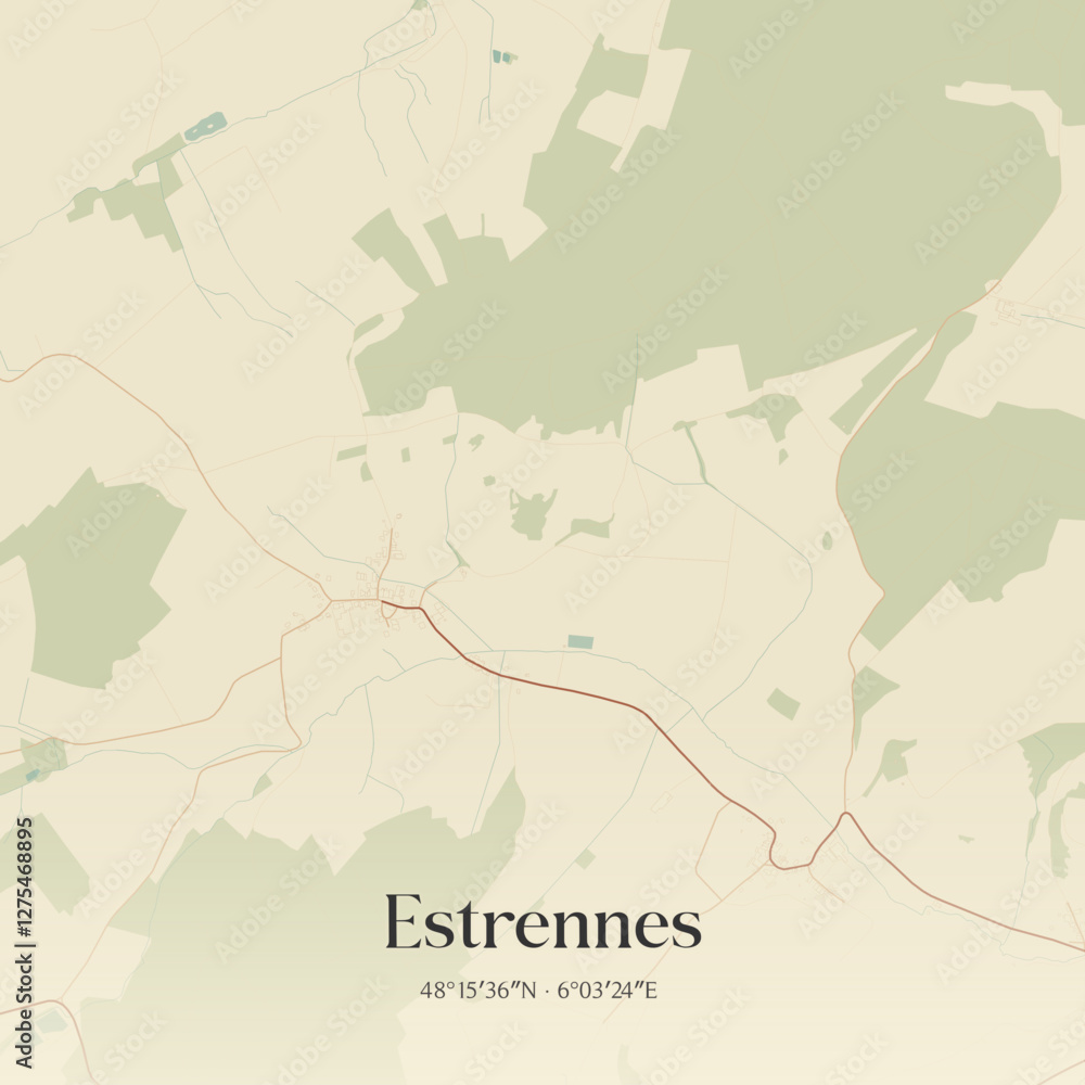 Obraz premium Vintage map of Estrennes, France.