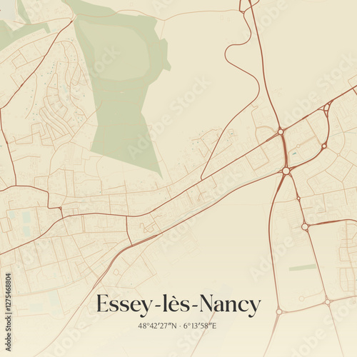 Vintage map of Essey-lès-Nancy, France.